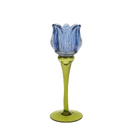 Candle holder tulip, blue