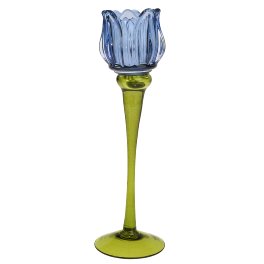 Candle holder tulip, blue
