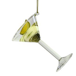 Glass hanger Martini, clear/yellow, glass,