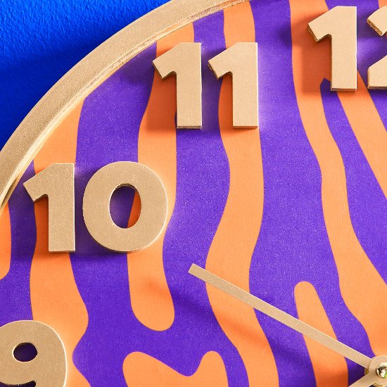 Wall clock Safari, orange/purple