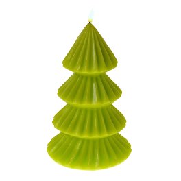 LED candle, 3D Flame, green, plastic/wax,