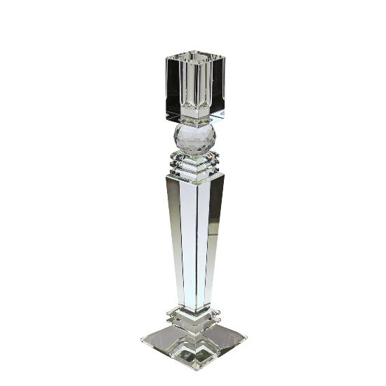 candle holder Crystal, squar w. ball,