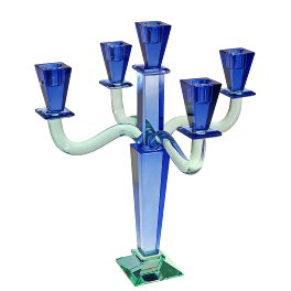 candle holder Fancy Crystal, 5-flames, blue,