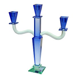 candle holder Fancy Crystal, blue, glass, h.