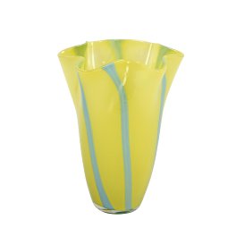Vase, blue/yellow, striped
